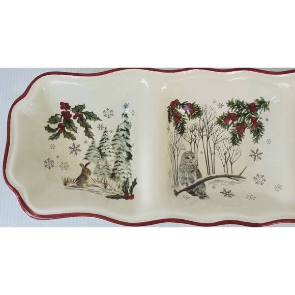 Better Homes & Gardens Heritage Christmas Collection 3 Section Serving Tray Dish - Picture 2 of 10